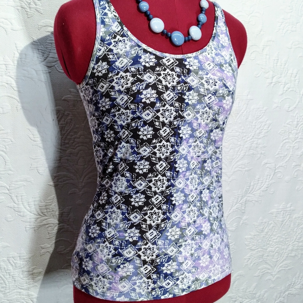 BDG Urban Outfitters Tie Dye Y2K 90s Floral Purple Tank Top